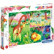 Dschungel Freunde Supercolor 3-in-1 Puzzle 3x48 Teile - Clementoni