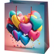 Exklusive Geschenktasche in großer Größe mit Herzballon-Muster 27x14x33cm