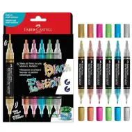 Faber-Castell: Black Edition Shake &amp; Paint doppelseitiges Metallic-Marker-Set, 6 Stück, 3 mm und 1 mm, farbig