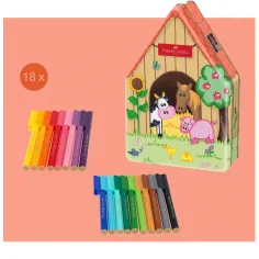 Faber Castell: Connector Filzstift-Set, 18 Stück, im Metall-Etui mit Bauernhof-Motiv Bild 2