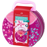 Faber Castell: Connector Filzstift-Set, 33-teilig, in einer Metall-Handtasche mit Schmetterlingsmotiv