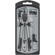 Faber-Castell: Schnellverstellbarer Zirkel-Set – 4-teilig, in Silber, mit Verlängerungsstange