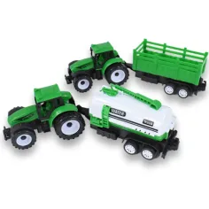 Farm Truck: Grüner zweiteiliger Traktor-Set mit Anhänger Bild 2