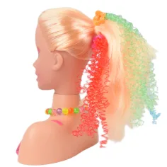 Fashion Girl: Kämmbarer und frisierbarer Puppenkopf mit blonden Haaren, Schminkpalette und Zubehör, 21 cm Bild 6