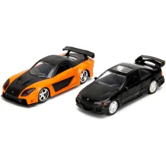 Fast & Furious: Legacy Series Han’s Mazda RX-7 & Heist Honda Civic Metall-Automodell-Set 1/32 – Jada Toys Bild 2