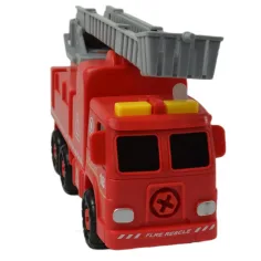 Feuerwehrfahrzeug: Zerlegbares Feuerwehrfahrzeug mit Kran, Werkzeugen und Sound, 20 cm Bild 5