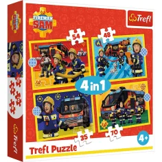 Feuerwehrmann Sam 4-in-1-Puzzle, 35/48/54/70-teilig – Trefl