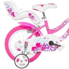 Flappy 16” Kinderfahrrad mit Korb und Puppensitz in Rosa-Weiß – Dino Bikes Fahrrad Bild 4