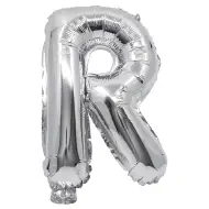 Folienballon in Buchstabenform, silberfarben – Buchstabe R, 32 cm
