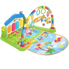 Fröhliche Tiere grüner Spielteppich mit Baby-Klavier 64x78cm Bild 2