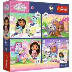 Gabis Puppenhaus, 4 x 88 Teile, Premium-Plus-Kinderpuzzle mit Poster - Trefl