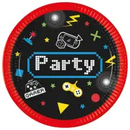 Gamer-Party-Motiv-Pappteller 8er-Set 20cm