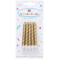 Gedrehte goldfarbene Kerzen 10er-Set