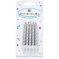 Gedrehte silberfarbene Kerze 10er-Set