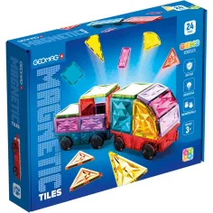 Geomag: Magnetic Tiles Gems – Fahrzeuge, magnetische Bausteine, 24-teiliges Set