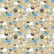 Geschenkpapier mit Pastellfarben und Hundemotiven, 100x70 cm