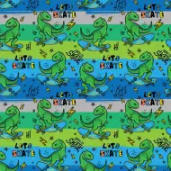 Geschenkpapier mit Skateboard fahrendem T-Rex, 100x70 cm