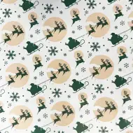 Geschenkpapier mit Weihnachtsmann und Rentieren, 200x70 cm