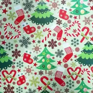 Geschenkpapier mit grünem Weihnachtsbaum-Muster, 200x70 cm