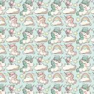 Geschenkpapier mit pastellfarbenen Einhörnern, 100x70 cm