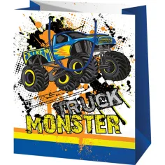 Geschenktasche in normaler Größe mit Monster‑Truck‑Motiv 11 x 6 x 14 cm