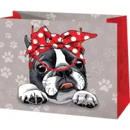 Geschenktasche mit Hundemuster, große Größe 27x14x33cm