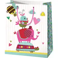 Geschenktasche mittlerer Größe mit rosa Elefanten 18x10x23cm