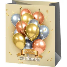 Große Geschenktasche mit Aufdruck „Alles Gute zum Geburtstag!“ und Luftballons, 26 x 13 x 33 cm