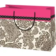 Große Geschenktasche mit rosa Rand 27x14x33cm