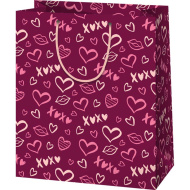 Große rote Geschenktasche mit Herzchenmuster, 26 × 13 × 33 cm
