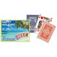 Happy Holiday wasserdichte Kunststoff-Rommé-Karten, 2 x 55 Karten - Piatnik
