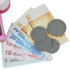 Happy Shopping: Elektronische weiß-rosa Registrierkasse mit Sound und Zubehör 22,5x17cm Bild 2