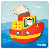 Holz-Puzzle mit Bootsmotiv für Babys, 5-teilig - Woodyland