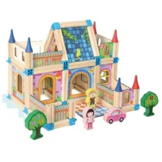 Holz farbenfrohes Villa-Spielset mit Zubehör Bild 2