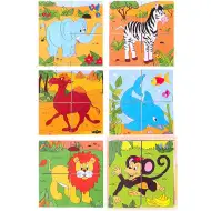 Holzklötze-Puzzle - Safari-Tiere