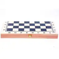 Holzschach, bemaltes Brett mit Kunststofffiguren 24x24cm