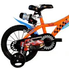 Hot Wheels 14" Kinderfahrrad mit Flaschenhalter und Stützrädern in orange-schwarz – Dino Bikes Fahrrad Bild 2