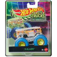 Hot Wheels Monster Trucks: 5 Alarm – mit blauen Rädern, im Dunkeln leuchtendes 1:64-Spielzeugauto – Mattel