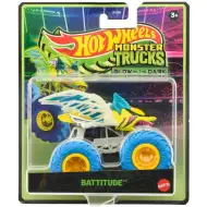 Hot Wheels Monster Trucks Battitude mit blauen Rädern, im Dunkeln leuchtendes Auto 1/64 - Mattel