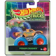 Hot Wheels Monster Trucks: Podium Crasher – oranges, im Dunkeln leuchtendes Spielzeugauto im Maßstab 1:64 – Mattel