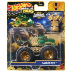Hot Wheels Monster Trucks: Rageasaur Sieger-Monster-Auto mit Pokal 1:64 - Mattel