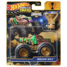 Hot Wheels Monster Trucks: Wreckin Wolf Sieger-Monsterauto mit Pokal 1:64 - Mattel