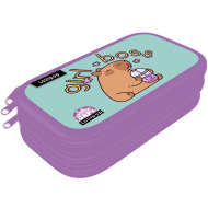 ICO: Lizzysuli Lollipop dreistöckiges Federmäppchen mit Capybara-Motiv, 14 x 21 x 5 cm