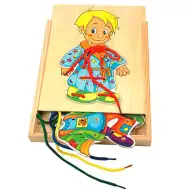 Jungen Anziehspiel Schnürspielzeug aus Holz