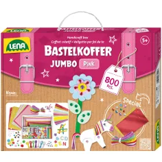 LENA: Jumbo rosa Bastelkoffer, 800-teiliges kreatives Spielset