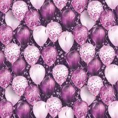 Lila-weißes Geschenkpapier mit Luftballons, 100 x 70 cm