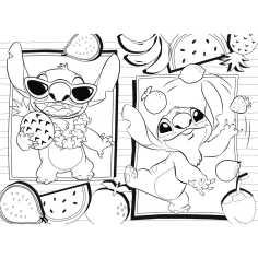 Lilo und Stitch fruchtiges Abenteuer 2-in-1 Eco Mini Puzzle mit 48 Teilen und Ausmalbild 35x25 cm – Lisciani Bild 3