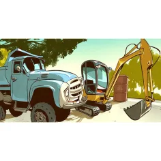 Listiger Bobcat und Bagger-Mark (Garage-Gang) Diafilm Bild 2