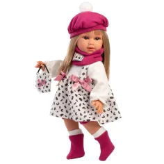 Llorens: 40 cm große Carla-Puppe mit rosa Mütze und modischer Handtasche Bild 2