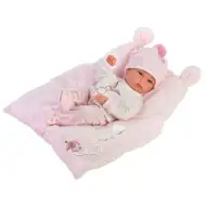 Llorens: Bimba neugeborenes Mädchenpuppe mit Kissen, Strickmütze 35cm